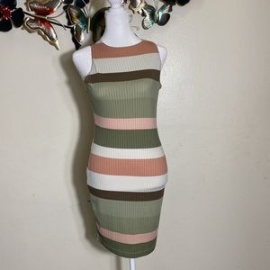 Colorful stripes sleeveless Mini dress